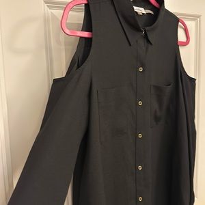 NWOT Calvin Klein Black Cold Shoulder Blouse